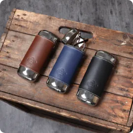 アルミ レザー メガネケース