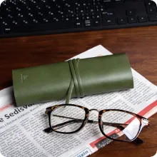 ヌメ革メガネケース 松葉