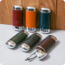 アルミ レザー メガネケース