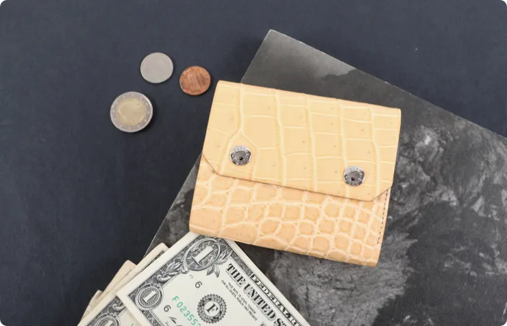テセウス ヌメクロコ ミニ三つ折り財布