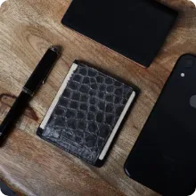 阿波松煙墨染クロコ S3H マネークリップ