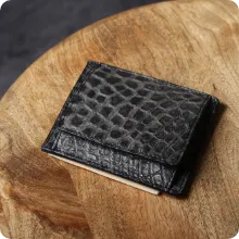 阿波松煙墨染クロコ S3H コインケース マネークリップ