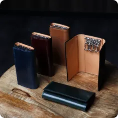 オイルコードバン 三つ折りキーケース