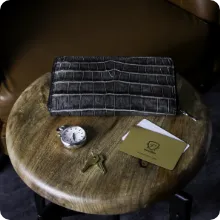 阿波松煙墨染クロコ ロングウォレットM 長財布