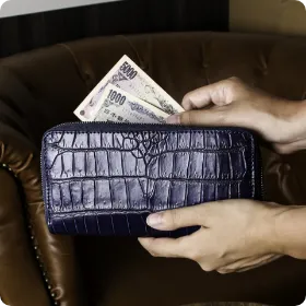 ヴァーミリオン / 阿波正藍染クロコ ロングウォレットM 長財布