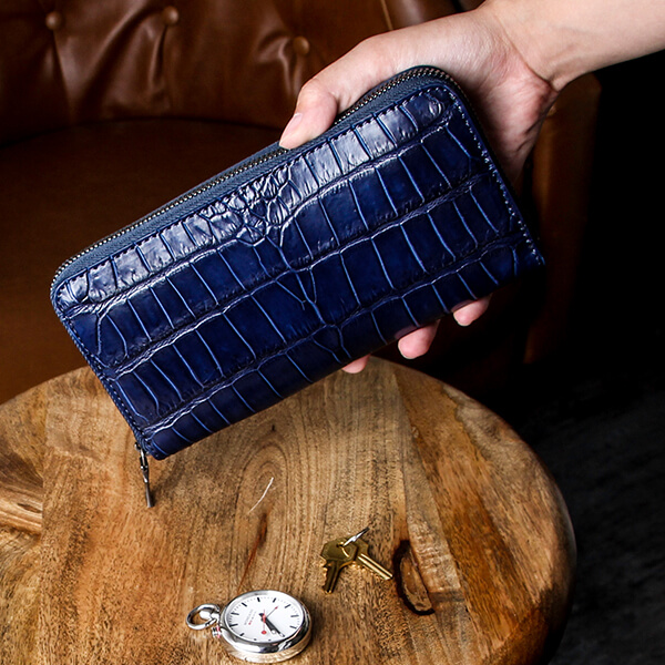 ヴァーミリオン 阿波正藍染クロコ ロングウォレットM