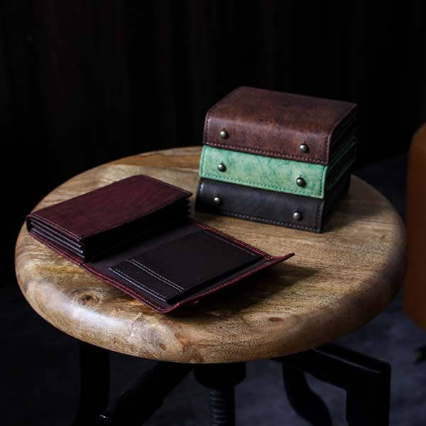 エムピウの二つ折り財布 millefoglie P25 ハバナ ミッレフォッリエ2