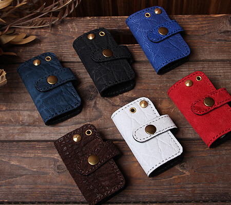 ズーのモモンガキーケース 象革