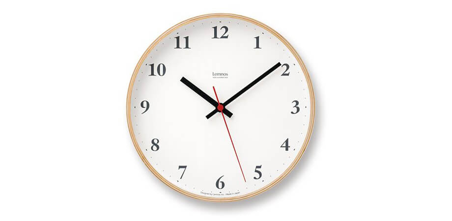 レムノス Plywood clock 電波時計 掛け時計 小型 Lemnos